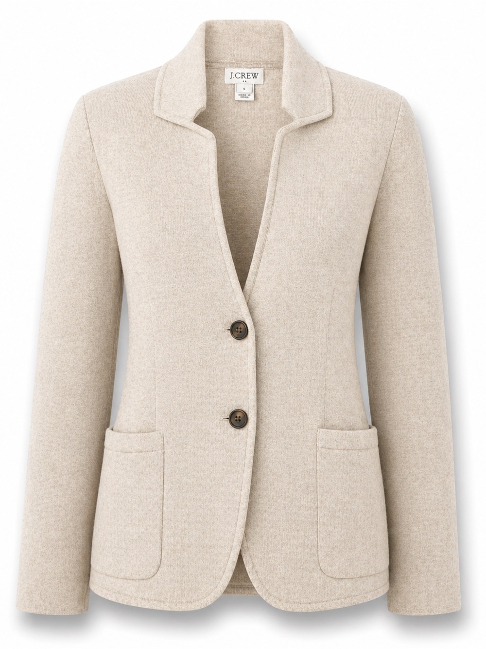 J.Crew Oatmeal Sweater Schoolboy Blazer Size S Knit Cardigan Jacket Neutral